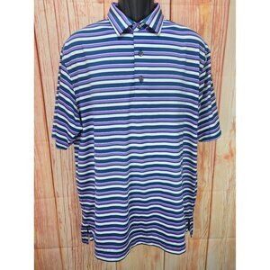 FootJoy Mens Striped Polo Shirt Blue & Purple Large